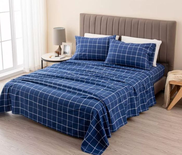 The windowpane navy sheets