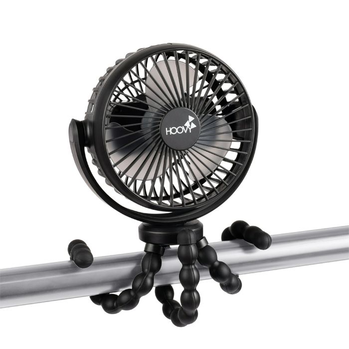 The fan mounted on a pole.