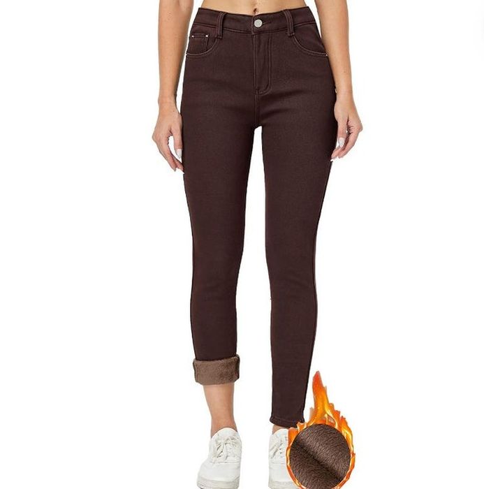 Model showcasing the straight-leg jeans