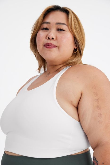 A model wearing the sports bra.