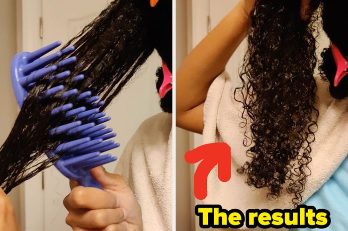 the defined curls after brushing