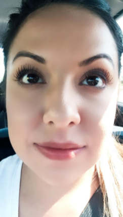 reviewer's lashes after using the heated curler
