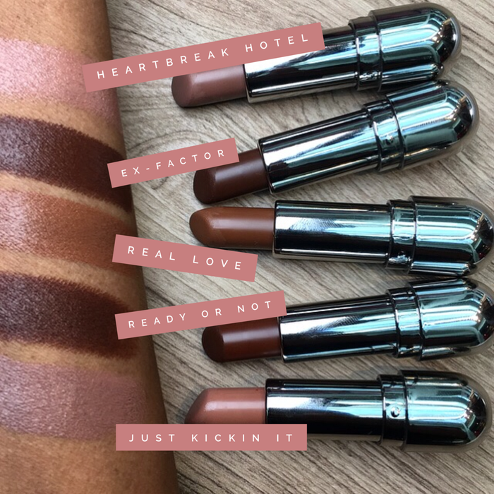 model showcasing a variety of lipstick shades