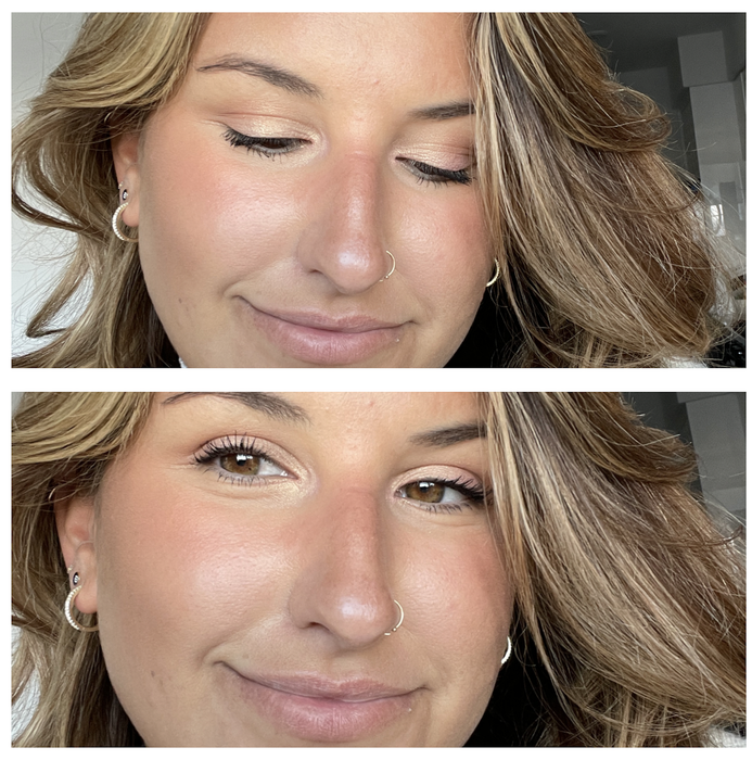 Ali showcasing a neutral eyeshadow look