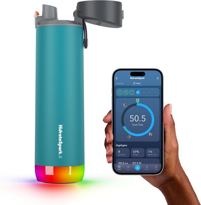 A smart water bottle with a companion app