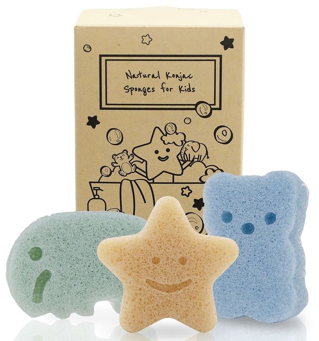 Konjac bath sponges shaped like elephants, bears, and stars