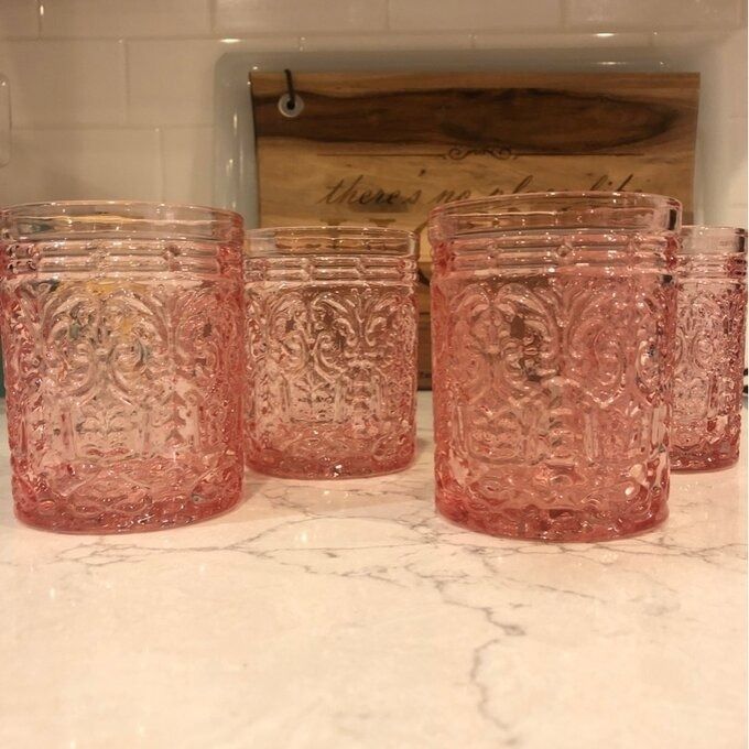reviewer image of the four colorful drinking glasses on a kitchen counter
