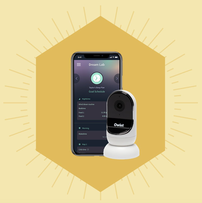 a visual representation of the baby monitor and its corresponding mobile app on a phone