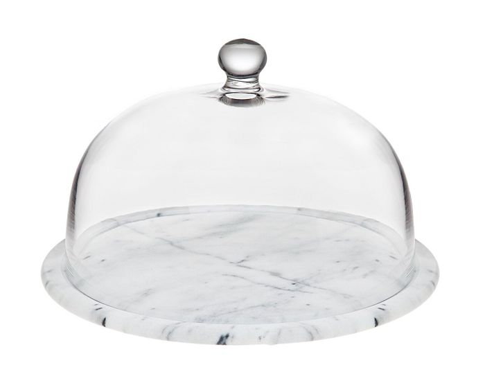 the cake dome featuring a marble base