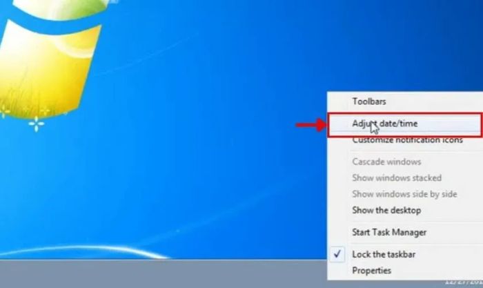 Hướng dẫn cách tự động cập nhật giờ trên laptop Windows 7.