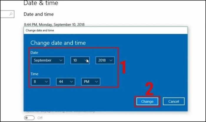 Hướng dẫn cách chỉnh giờ thủ công trên Windows 10