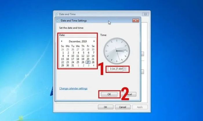 Cách điều chỉnh date time trên máy tính Win 7
