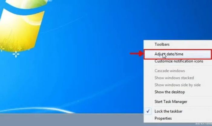 Cách điều chỉnh ngày giờ trên máy tính Win 7