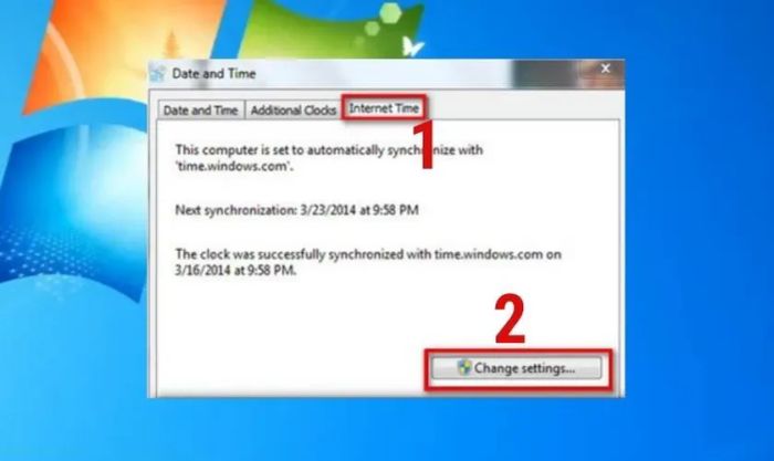 Cài đặt thời gian tự động trên Windows 7