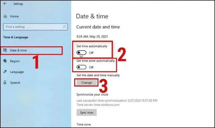 Cách thay đổi date time thủ công trên laptop