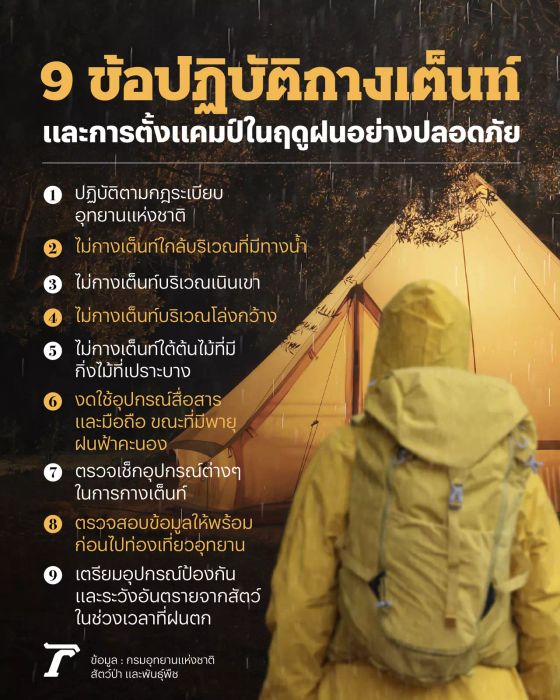 9 ข้อแนะนำในการตั้งเต็นท์ในช่วงฝนตกให้ปลอดภัย