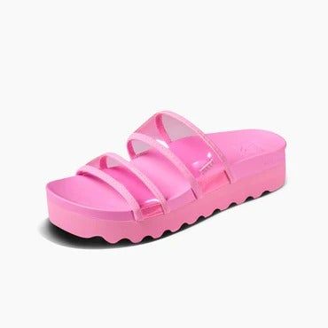 A pink platform sandal