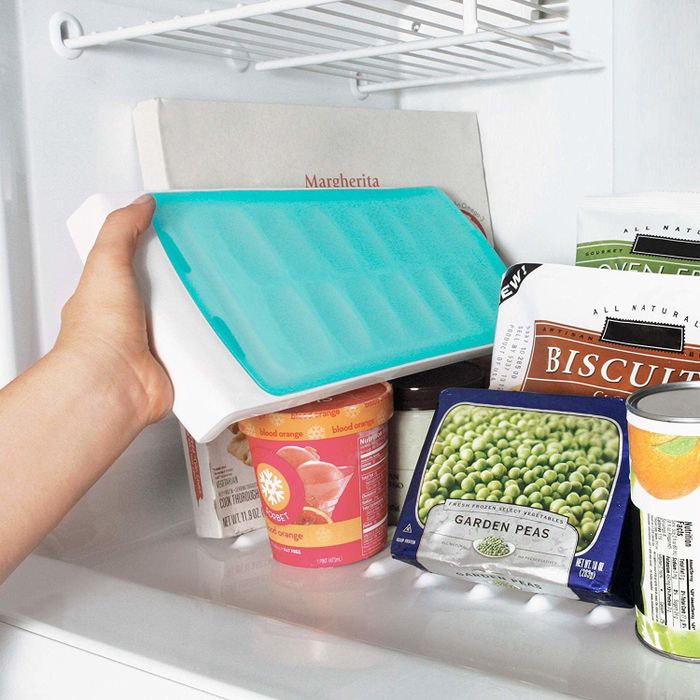 Image of a model placing the tray into the freezer