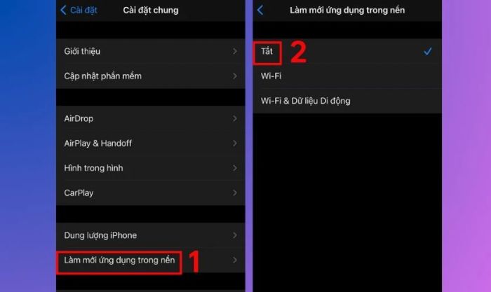 Tắt tính năng làm mới ứng dụng nền giúp tiết kiệm năng lượng cho iPhone chạy iOS 15