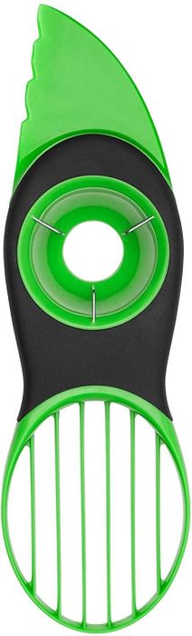 A product photo displaying the green avocado slicing tool.