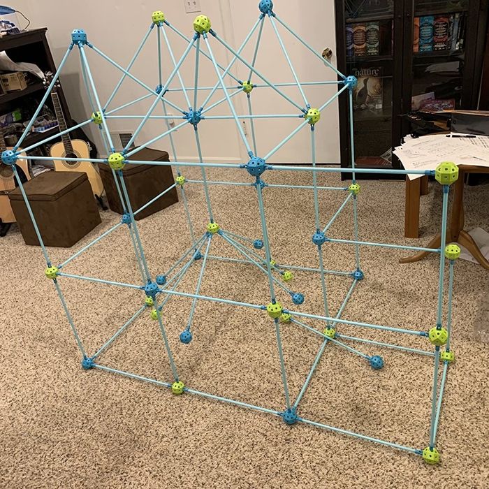 A fort created by the reviewer from the kit's connecting pieces