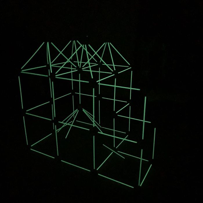 The reviewer's fort glowing at night