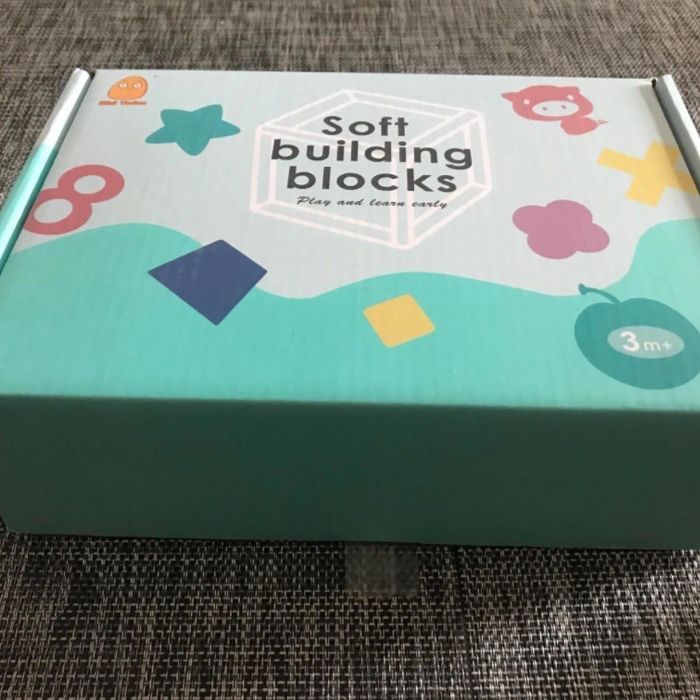 The packaging for the pastel blocks