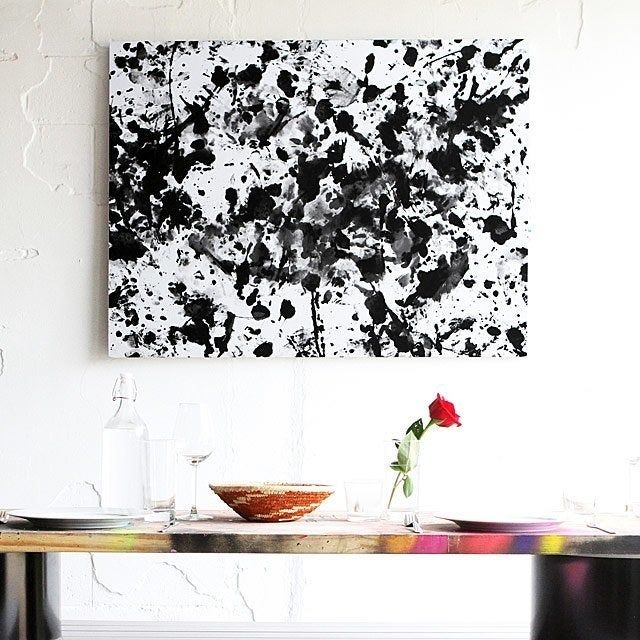 A black and white abstract artwork created using the kit
