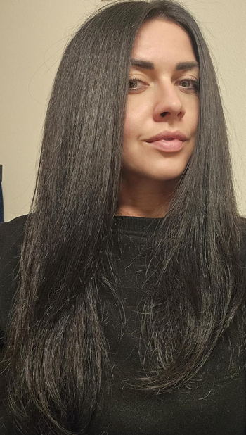 reviewer's hair transformed after applying the serum