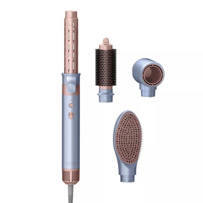 A versatile hair styling kit with multiple brush attachments, offering a variety of styling options.