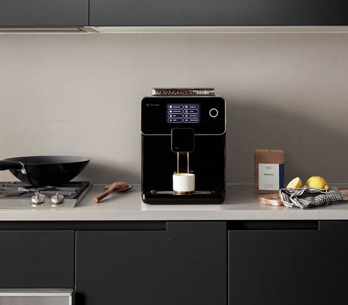 The black espresso machine model.