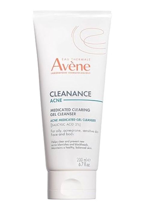Avene Cleanance Acne Medicated Gel Cleanser for oily, acne-prone, and sensitive skin, with a 2% salicylic acid formula, shown in its labeled tube