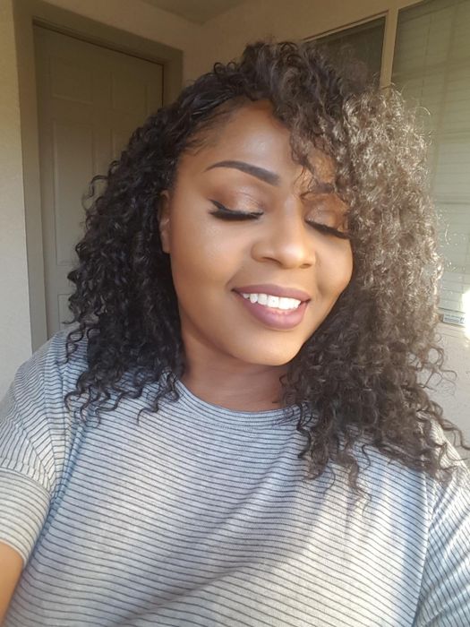 Another reviewer proudly displaying their breakout-free complexion.