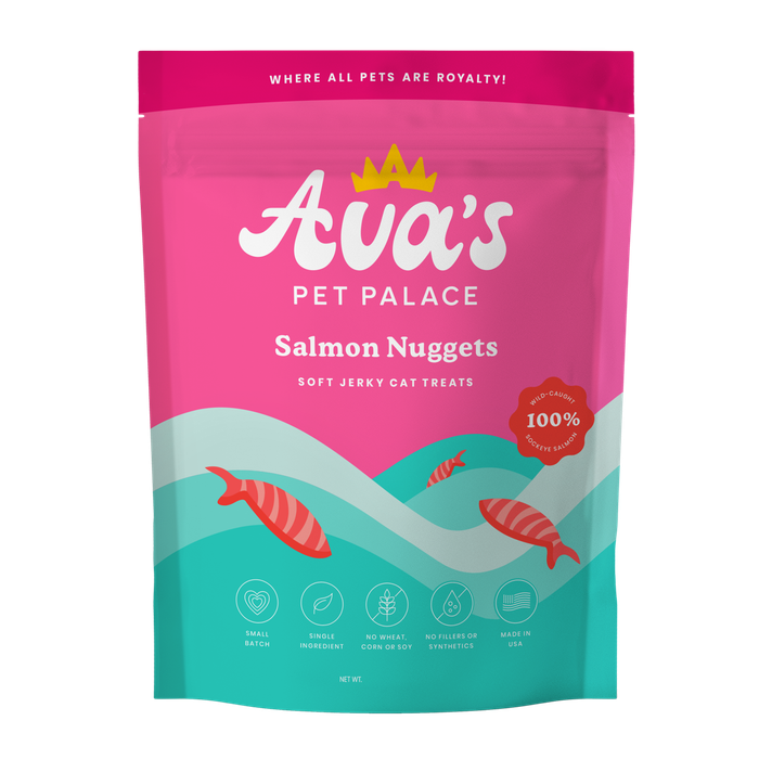 Ava's Pet Palace's premium salmon nuggets for your cat's enjoyment