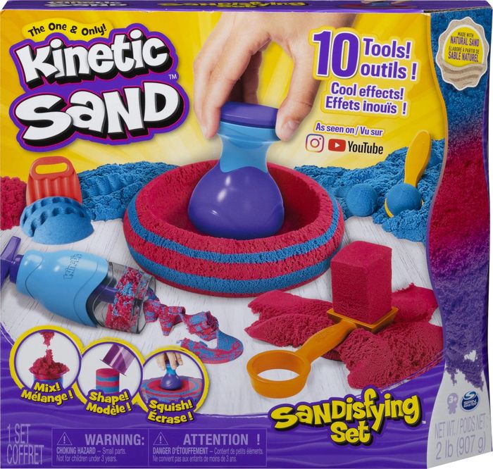 A close-up of the Kinetic Sand set, showcasing its texture and vibrant colors