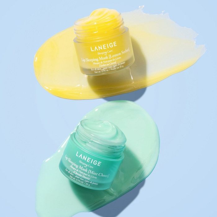 The blue and yellow Laneige lip masks, each promising smooth, hydrated lips.