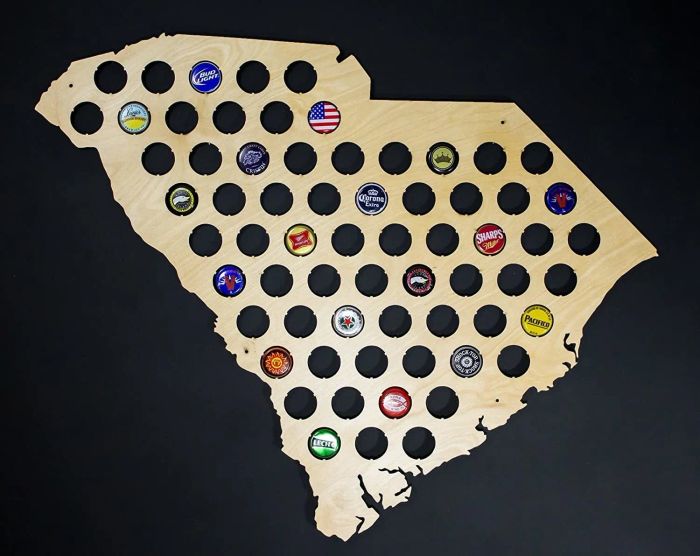 Another state map with a collection of bottle caps, indicating more beers yet to be added.