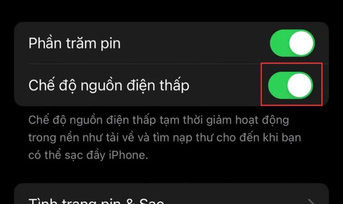 Sử dụng chế độ nguồn điện thấp để tiết kiệm pin cho iPhone