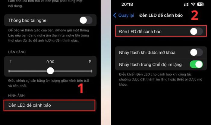 Tắt đèn LED thông báo, giúp tiết kiệm pin cho iPhone hiệu quả