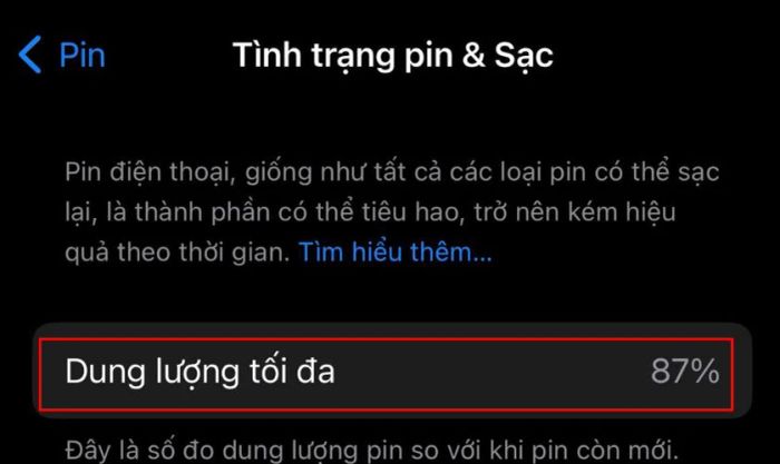 Dung lượng tối đa pin iPhone có nghĩa là gì?