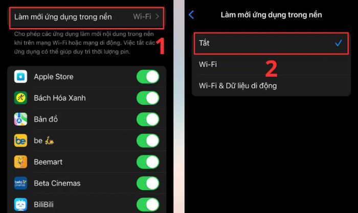 Tắt các ứng dụng chạy ngầm