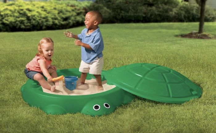 A turtle-shaped sandbox