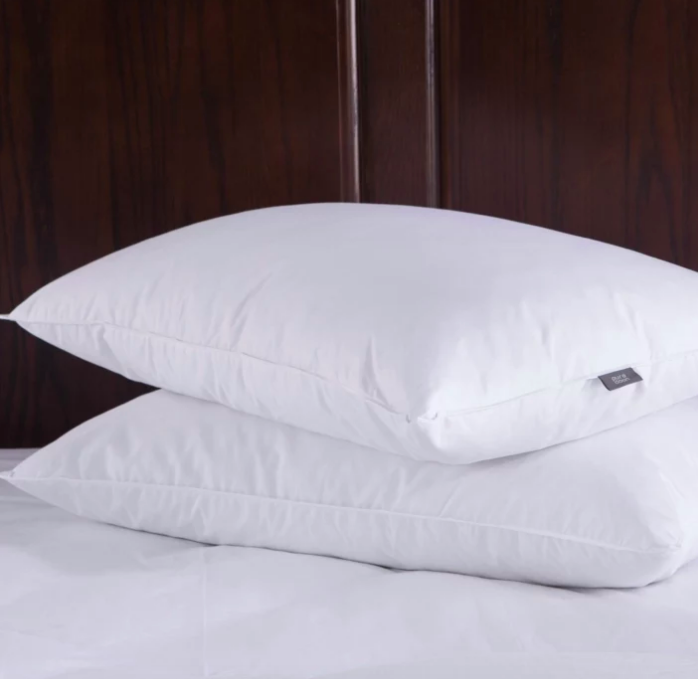 Two medium-loft pillows neatly stacked on top of each other