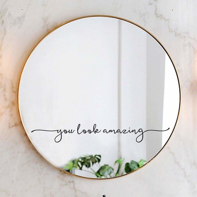 A script decal featuring an inspirational message.
