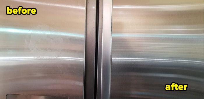 An appliance showcasing a before-and-after cleaning result.