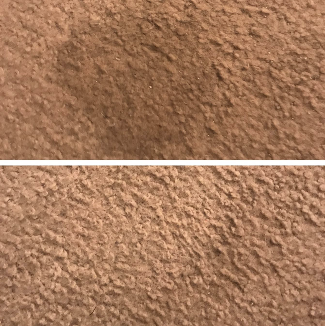 Reviewer's before-and-after photo showcasing the effectiveness of the stain remover pads