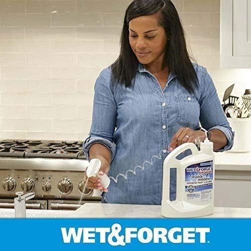 Model applying Wet & Forget on a countertop