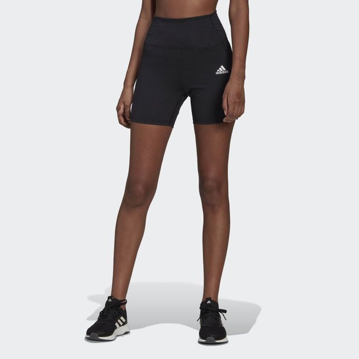 front view of the model wearing the biker shorts
