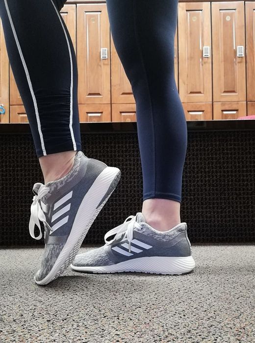 Reviewer wearing the Adidas Edge Lux Clima running shoes