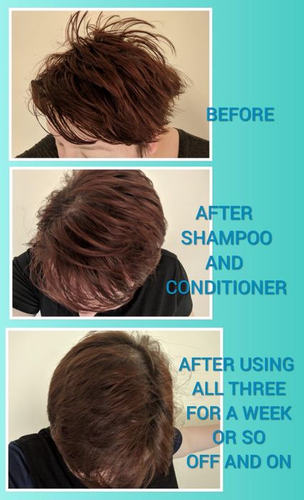 Three images displaying the gradual darkening of hair color